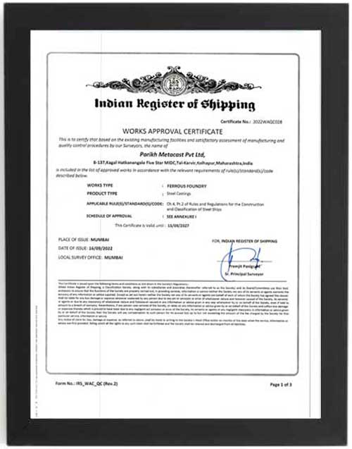 Parikh Metacast ISO Certificate